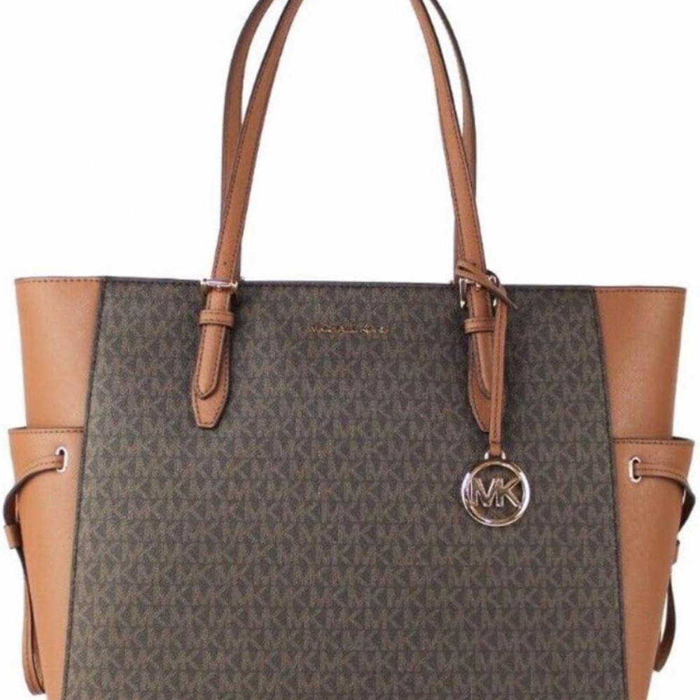 Michael Kors Brown and Tan Logo Tote